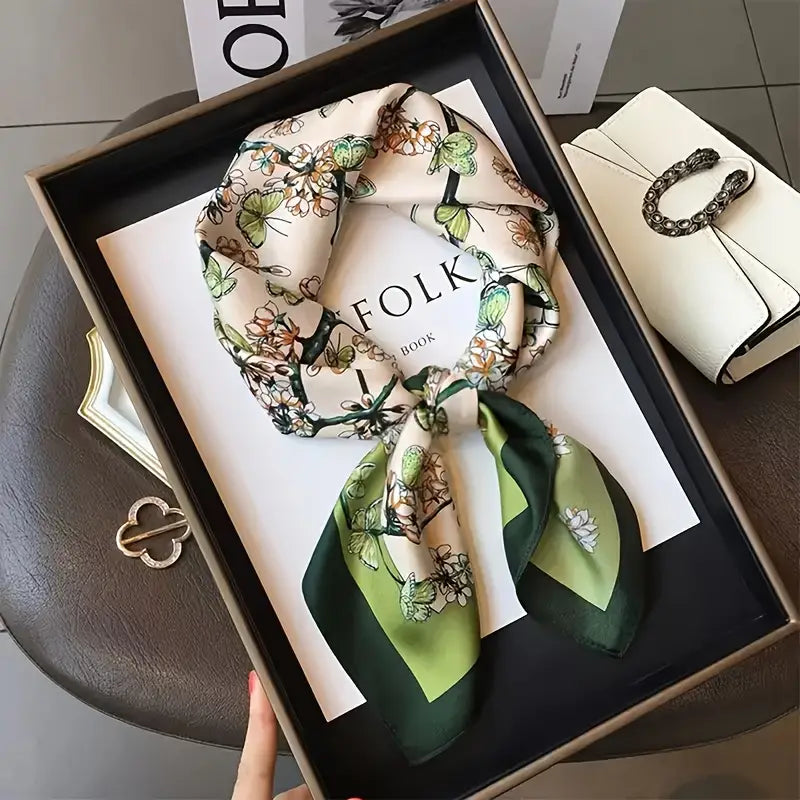 BelleAura Vintage Floral Butterfly Scarf
