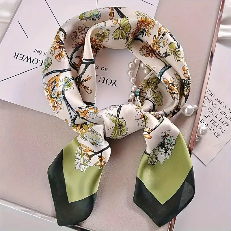 BelleAura Vintage Floral Butterfly Scarf
