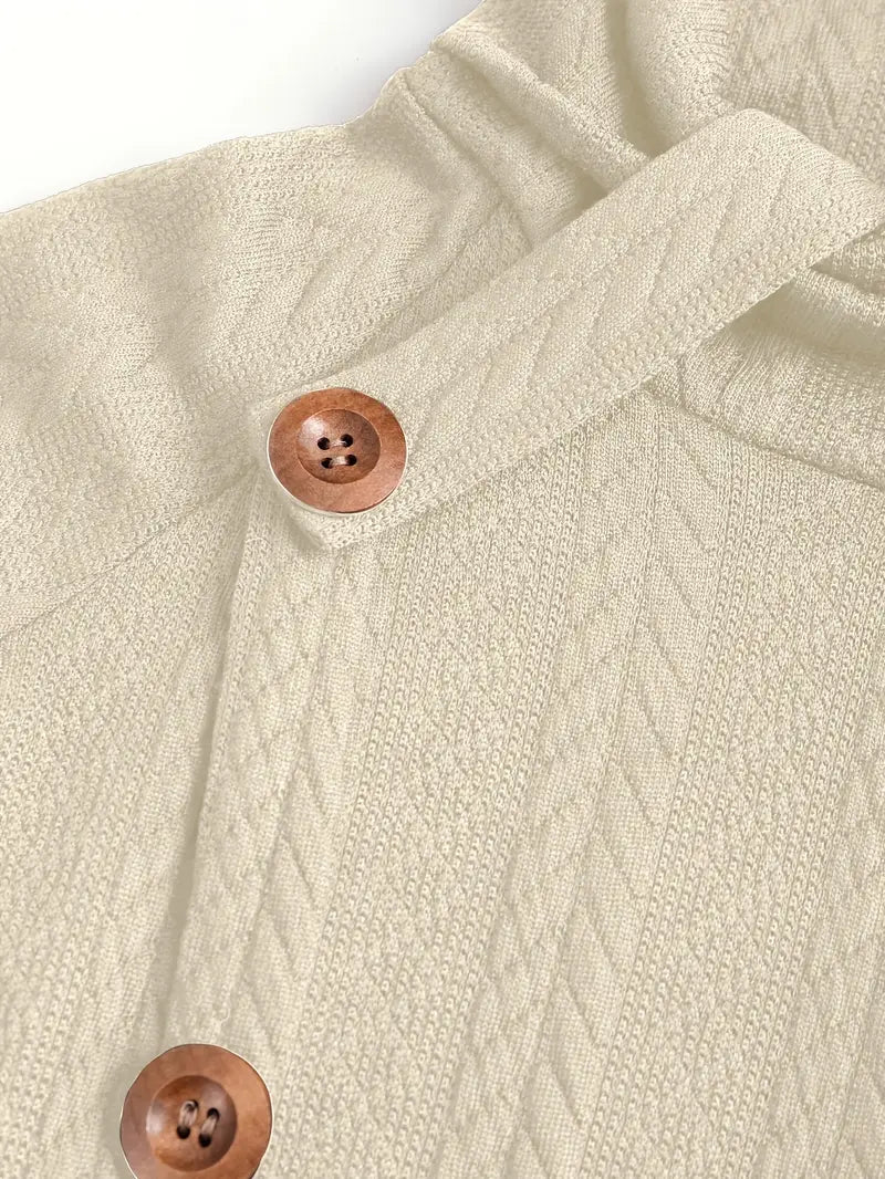 CozyVerve High Neck Long Sleeve Top Cardigan