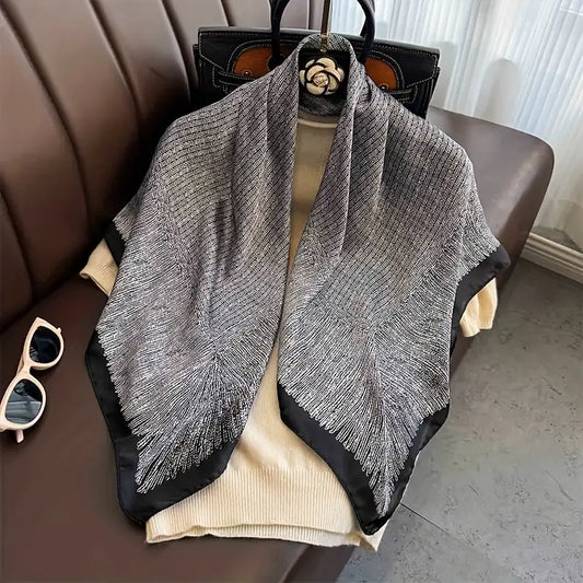 Vervaine Elegant Women’s Square Scarf – Striped Pattern