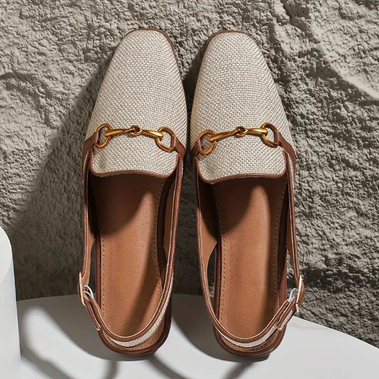 GleamStep Women’s Metallic Buckle Decor Flats