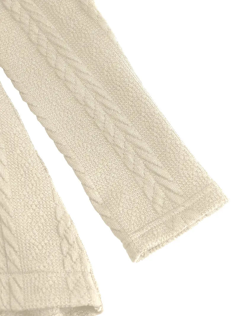 CozyVerve High Neck Long Sleeve Top Cardigan