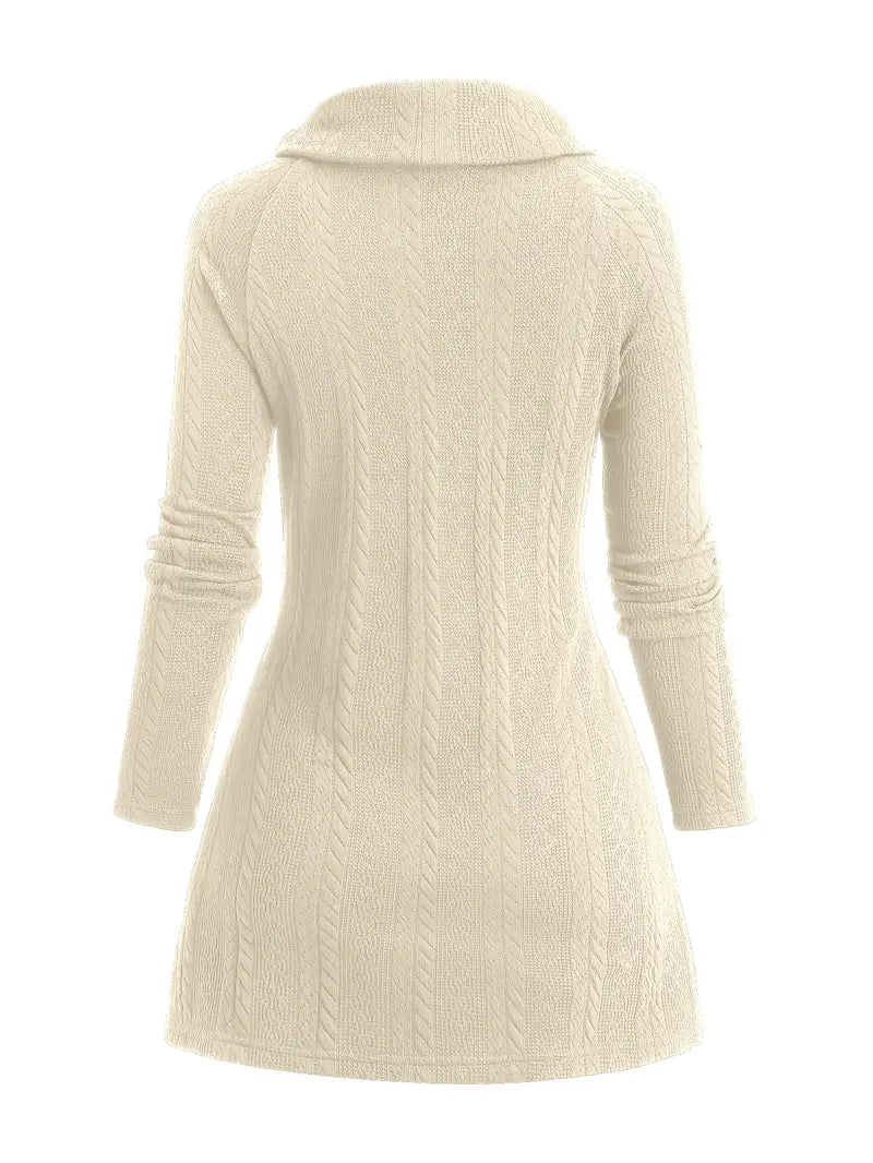CozyVerve High Neck Long Sleeve Top Cardigan