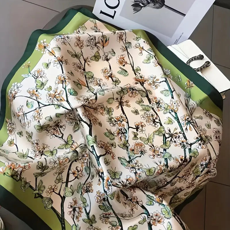 BelleAura Vintage Floral Butterfly Scarf