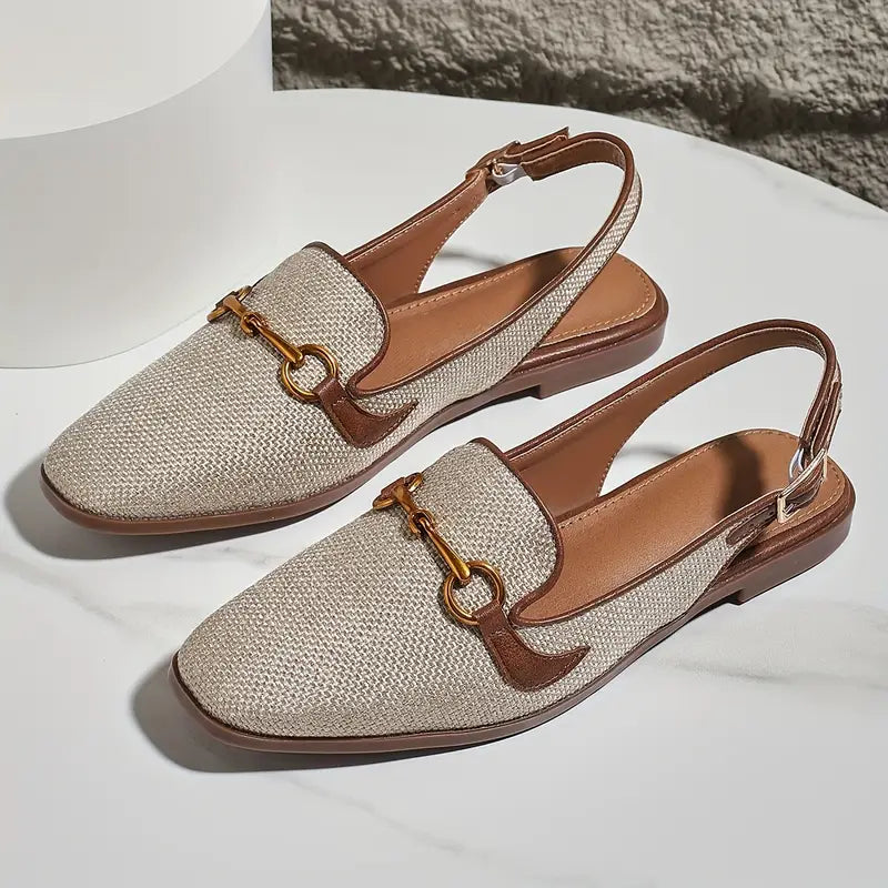 GleamStep Women’s Metallic Buckle Decor Flats