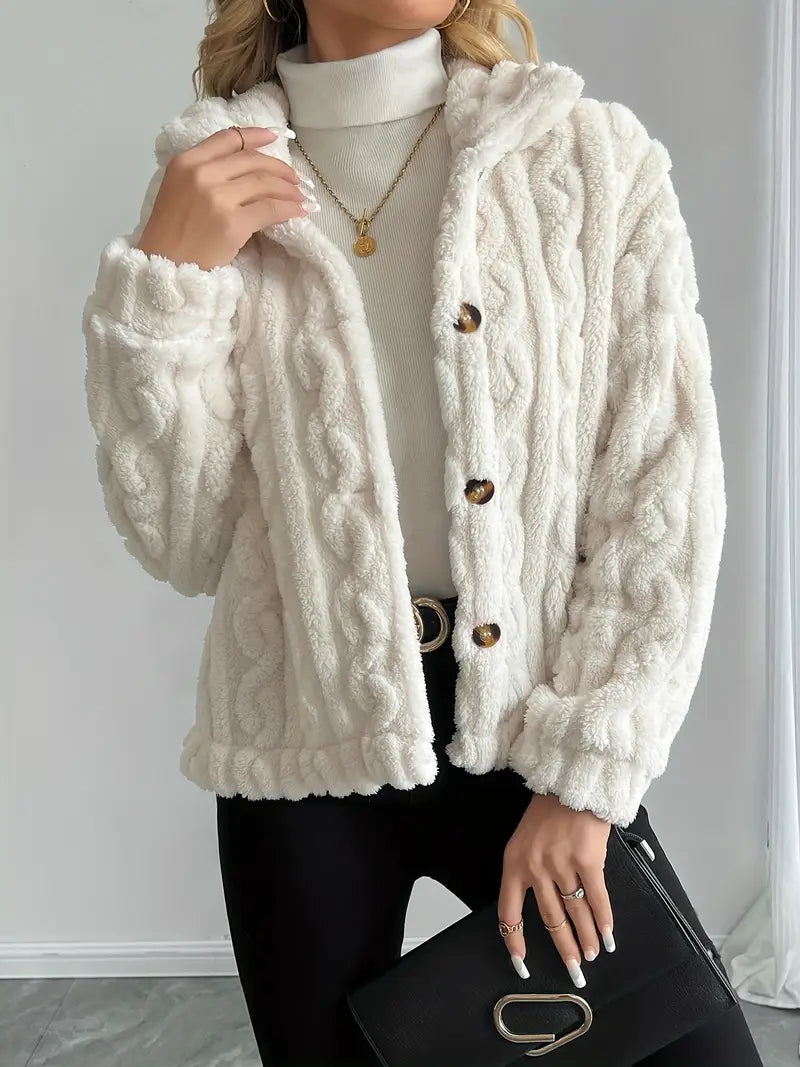 SnuggleFrost Button Front Plush Teddy Coat