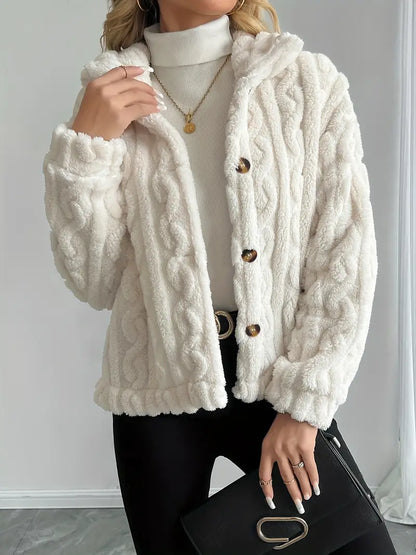 SnuggleFrost Button Front Plush Teddy Coat