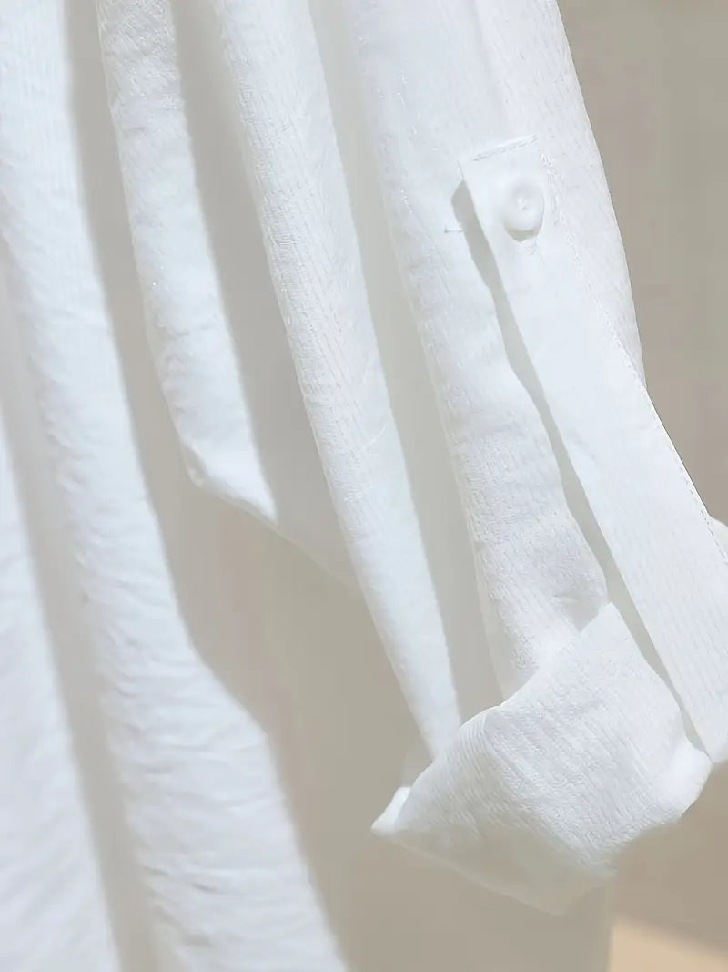 LunaForm Elegant White Long Sleeve Blouse for Women