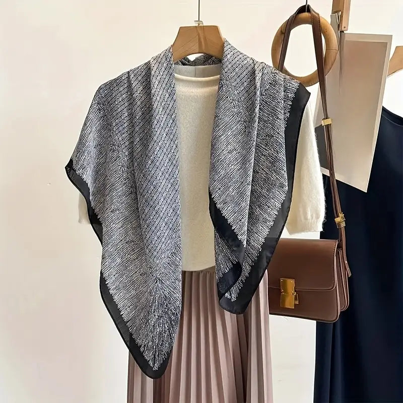 Vervaine Elegant Women’s Square Scarf – Striped Pattern