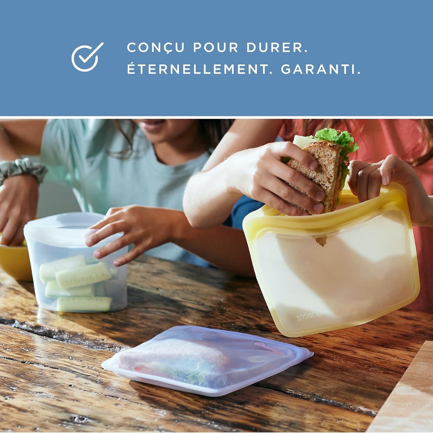 Stasher Premium Silicone Reusable Food Storage Bags, 4-Pack