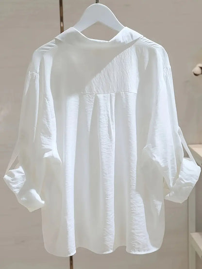 LunaForm Elegant White Long Sleeve Blouse for Women